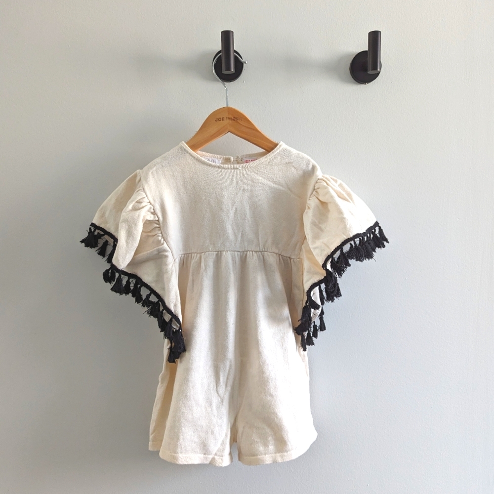 SOLD Zara cream and tassel romper, 2T 3T 4T